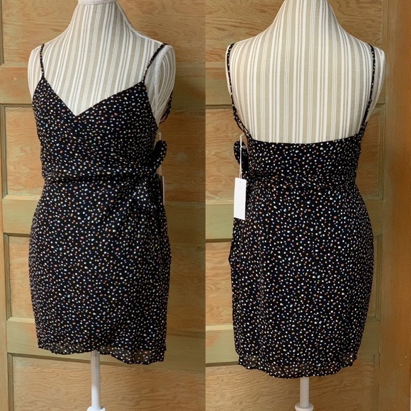 NWT REFORMATION Polka Dotted Boho Wrap Mini Dress - Picture 2 of 8